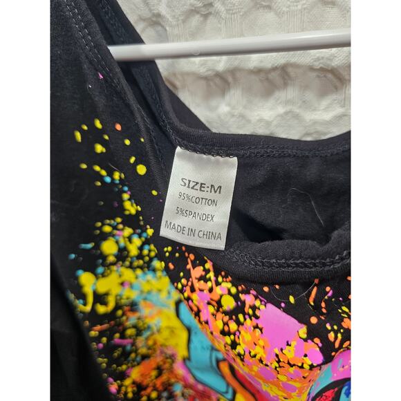 80s Costume  off the Shoulder T Shirt size M - Picture 2 of 3